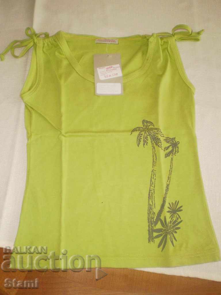 Children's sleeveless blouse green apple color, size 116 new