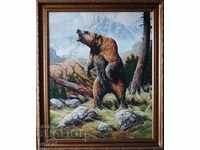 Peisaj montan cu urs, pictură