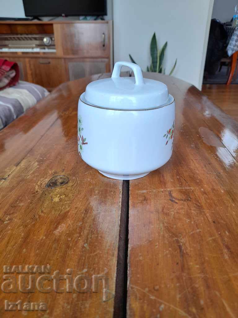 Old porcelain sugar bowl with price 14.00 BGN | € 7.16 Old porcelain sugar bowl with price 14.00 BGN | € 7.16