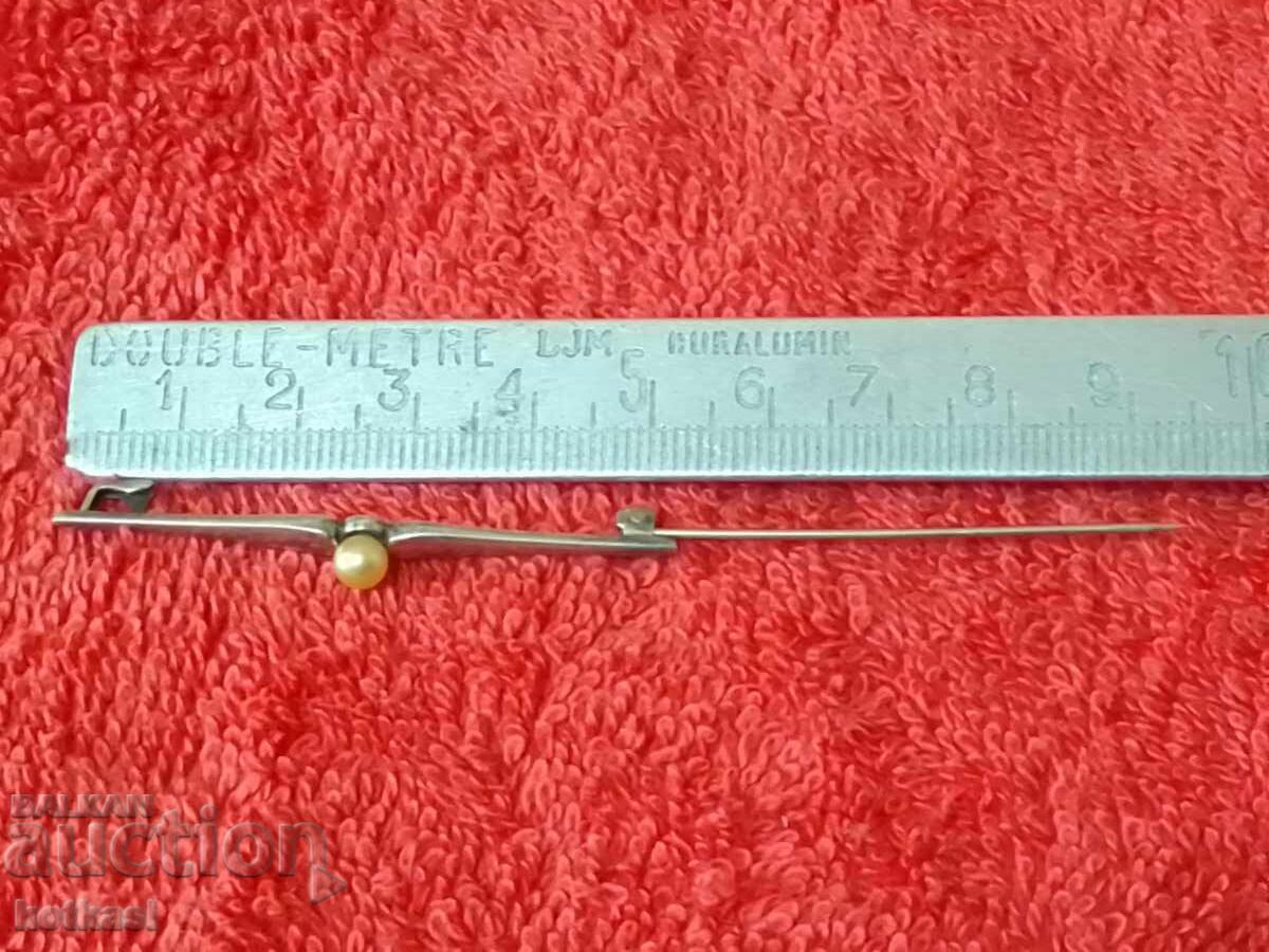Old silver brooch semi-precious stone pearl mark with price € 18.00 | 35.20 BGN