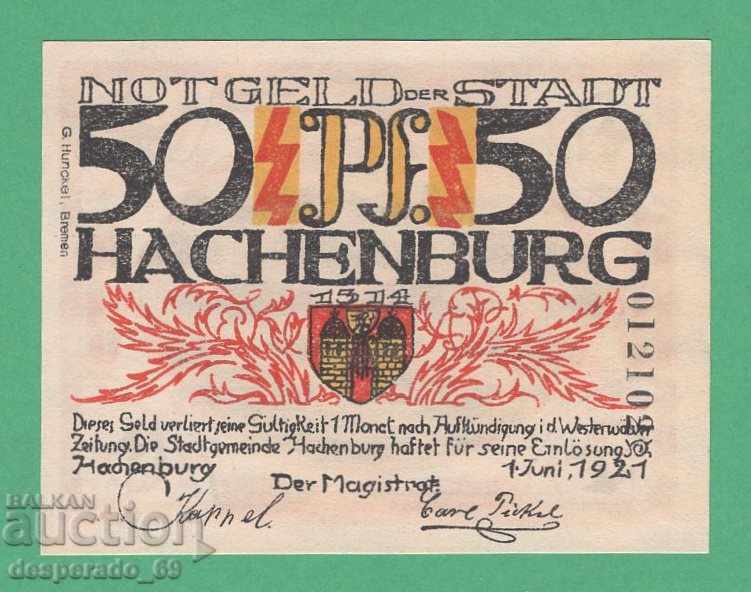 (¯` '• .¸NOTGELD (gr. Hachenburg) 1921 UNC -50 pfennig¸. •' ´¯) with price 2.50 BGN | € 1.28