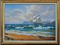 "With dreams in the sails", seascape, painting