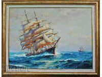 Seascape with sailboats, clippers, painting