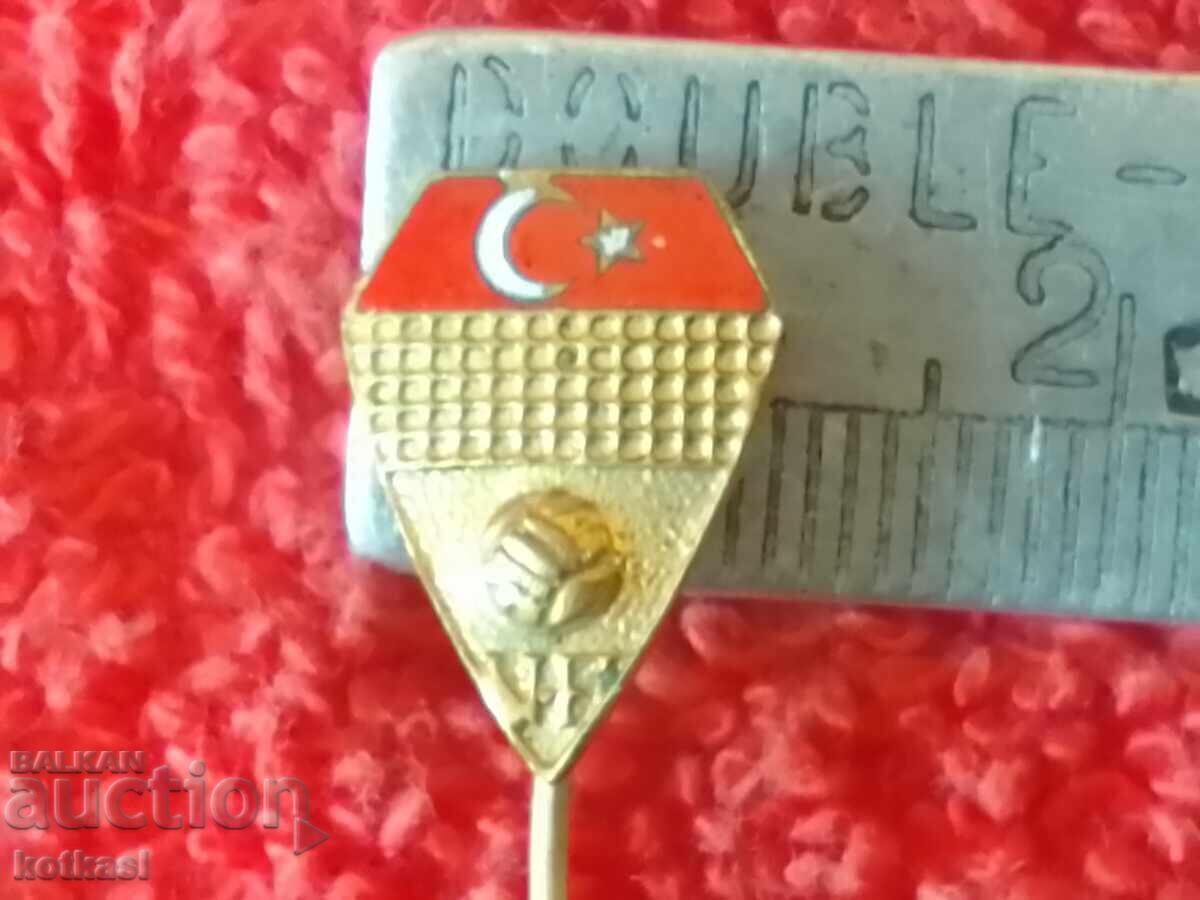 Vechi smalț bronz ecuson federație sportivă de volei Turcia VF Vechi smalț bronz ecuson federație sportivă de volei Turcia VF