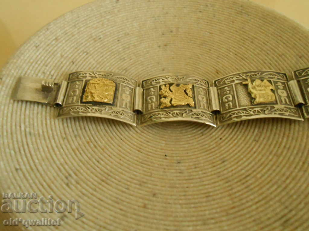 Beautiful SILVER BRACELET, Silver 925 and 18K, PERU - 5 Beautiful SILVER BRACELET, Silver 925 and 18K, PERU - 5