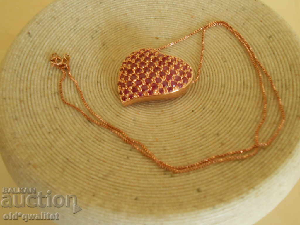 Exquisite silver necklace - HEART gilding Silver 925 Ruby - 6 Exquisite silver necklace - HEART gilding Silver 925 Ruby - 6