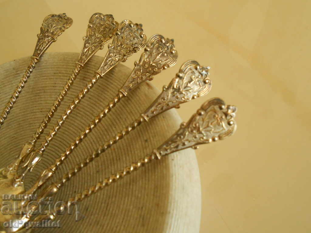 Silver SPOONS - ornaments, SILVER 800, before 1920 - 6 Silver SPOONS - ornaments, SILVER 800, before 1920 - 6