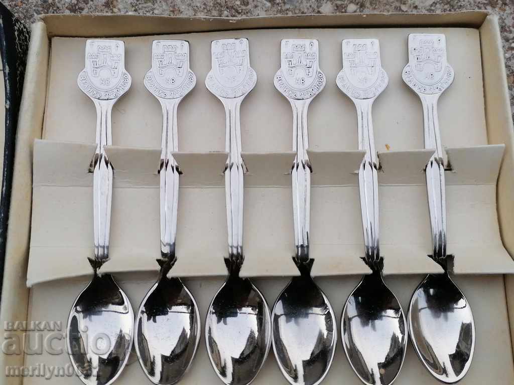 Auction Set of 6 spoons for sweet ice cream Veliko Tarnovo Auction Set of 6 spoons for sweet ice cream Veliko Tarnovo