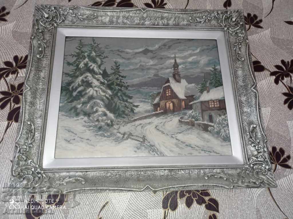 Original Vintage Aubusson Tapestry "Winter with Chapel" with price 599.00 BGN | € 306.26 Original Vintage Aubusson Tapestry "Winter with Chapel" with price 599.00 BGN | € 306.26