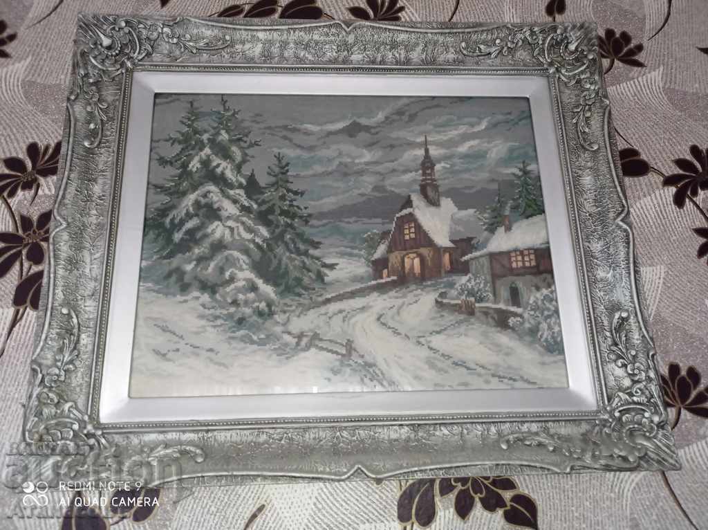 Auction Original Vintage Aubusson Tapestry "Winter with Chapel" Auction Original Vintage Aubusson Tapestry "Winter with Chapel"