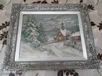 Original old tapestry Wheeler Winter with a chapel