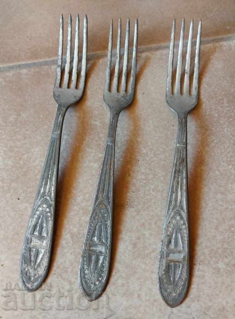 VERY OLD DISHES FORK FORKS