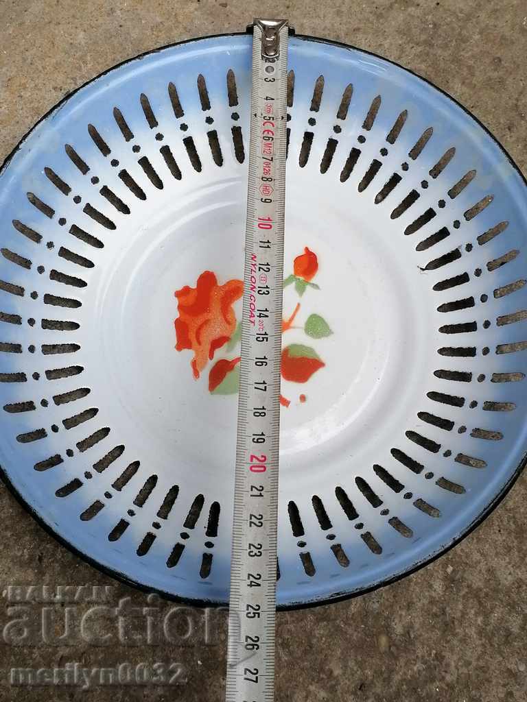 Old pan with enamel, fruit, enameled container - 5
