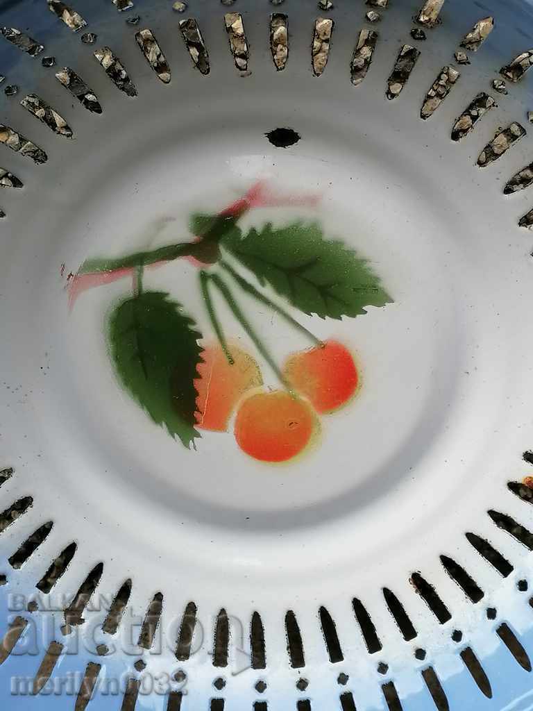 Old pan with enamel, fruit, enameled container - 5