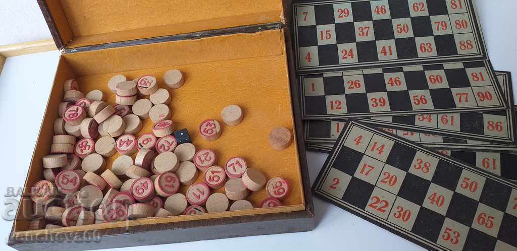Old games Lotto Bingo with 2 pairs of checkers - 6 Old games Lotto Bingo with 2 pairs of checkers - 6