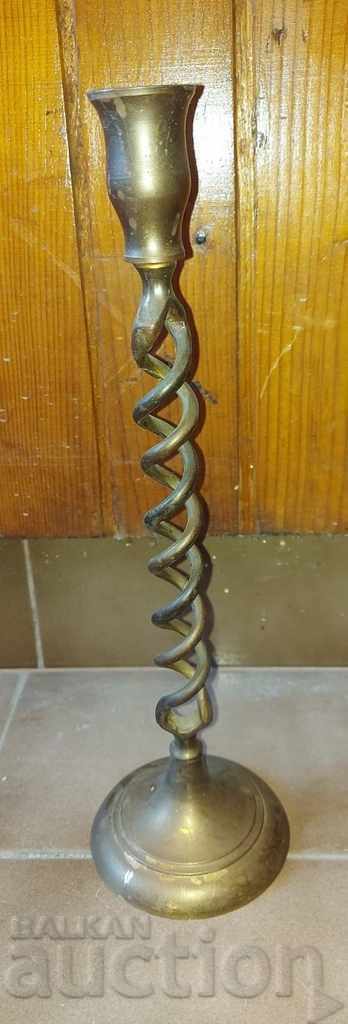 OLD RARE METAL CANDLE HOLDER CANDLE