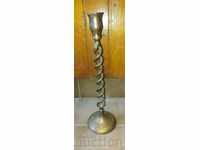 OLD RARE METAL CANDLE HOLDER CANDLE
