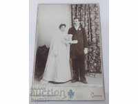 Царска Стара Снимка Твърд Картон младоженци Фотография