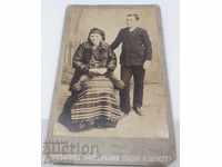 Fotografie veche a țarului Carton tare femeie și băiat Fotografie