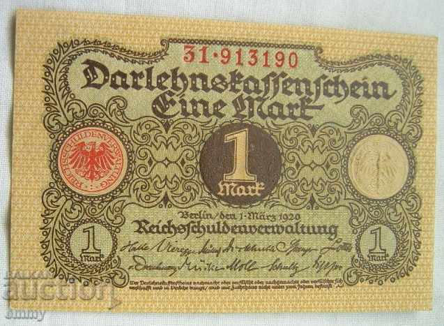 Πουλάω μια σφραγίδα τραπεζογραμματίων 1 Reichsmark Γερμανία 1920