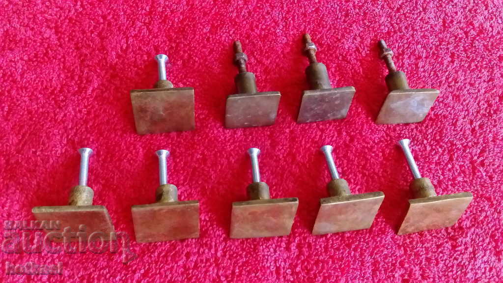 Old metal bronze brass handles for furniture cabinet 9 pcs