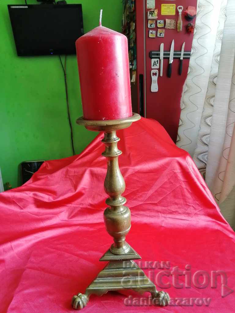 Old Massive Bronze Church CANDLEHOLDER, Thick Candle with price 100.00 BGN | € 51.13
