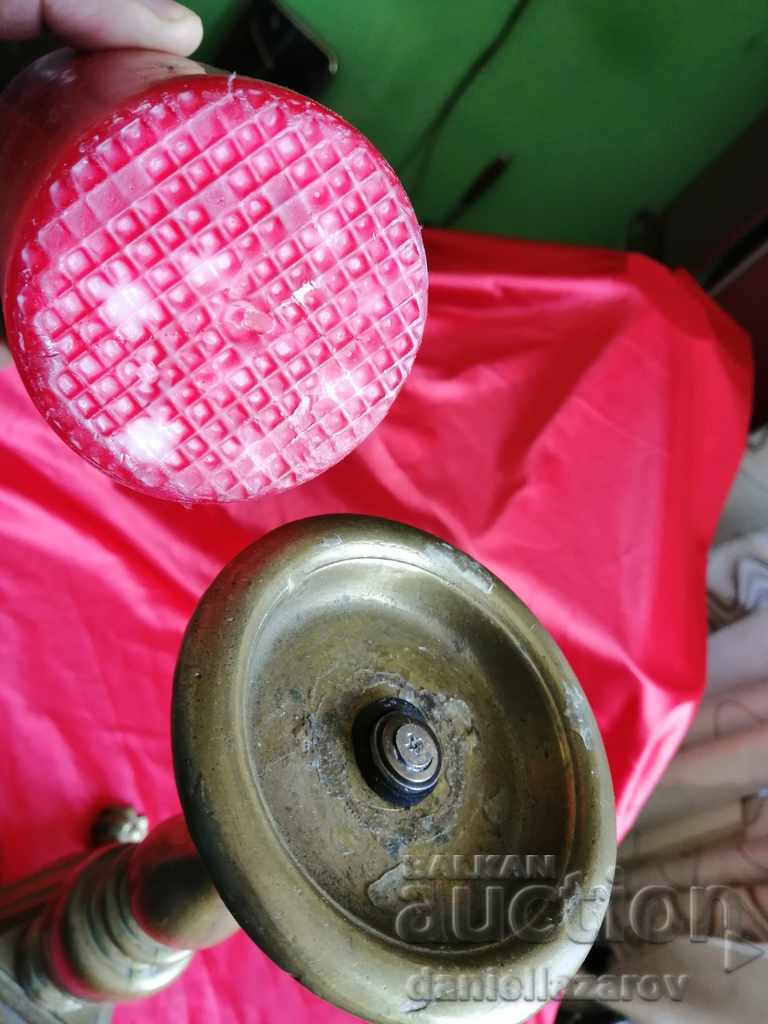 Auction  Old Massive Bronze Church CANDLEHOLDER, Thick Candle