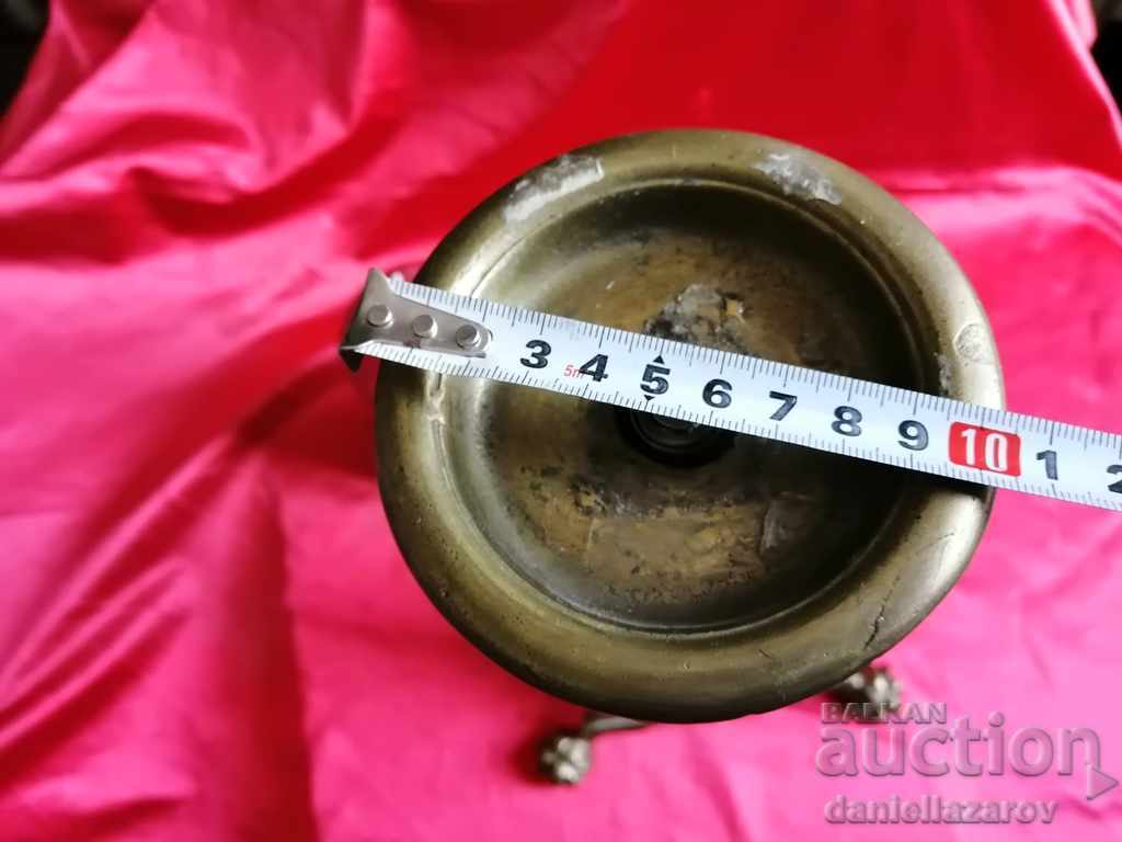 Old Massive Bronze Church CANDLEHOLDER, Thick Candle - 6