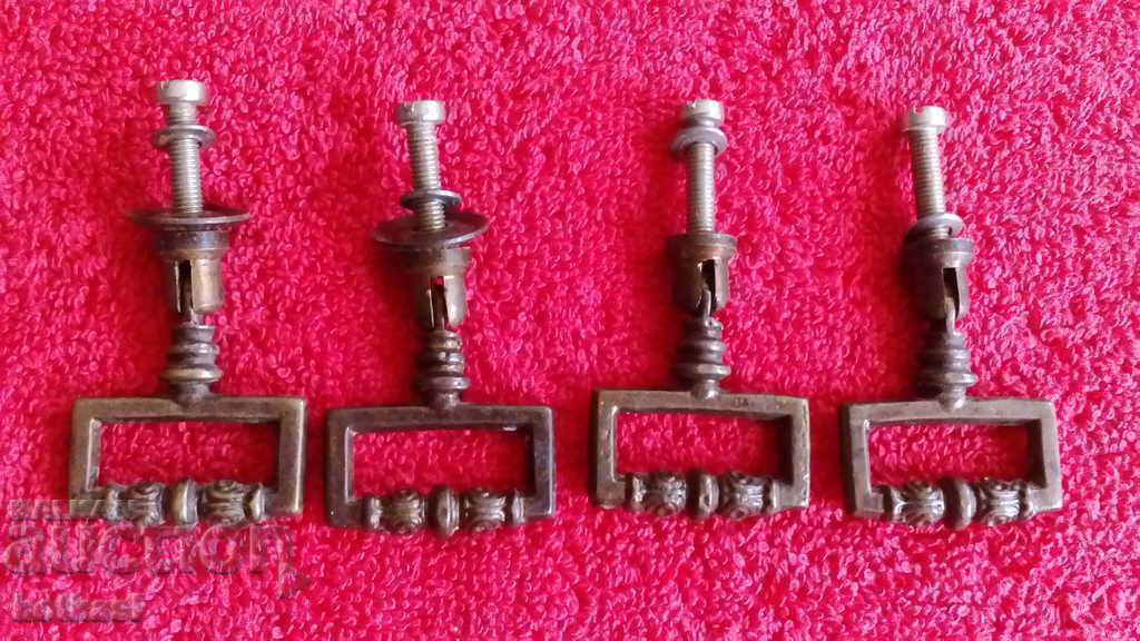 Стари метални бронз месинг дръжки за мебели шкаф 4 бр. - 6 Стари метални бронз месинг дръжки за мебели шкаф 4 бр. - 6