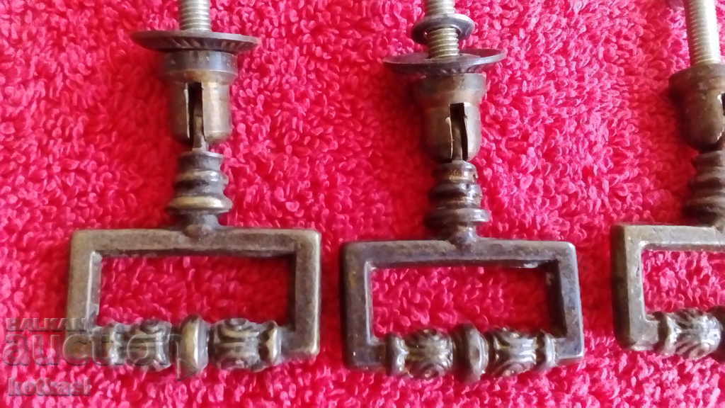 Стари метални бронз месинг дръжки за мебели шкаф 4 бр. - 7 Стари метални бронз месинг дръжки за мебели шкаф 4 бр. - 7