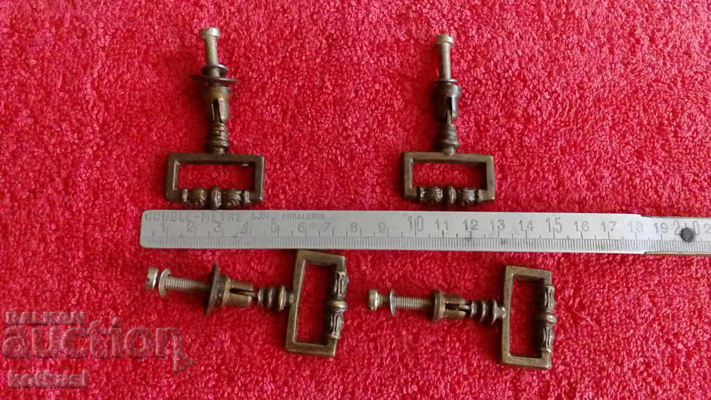 Old metal bronze brass handles for furniture cabinet 4 pcs.