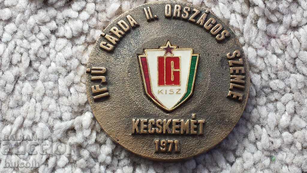 SOLID BRONZE PLAQUE WITH ENAMEL HUNGARY 1971