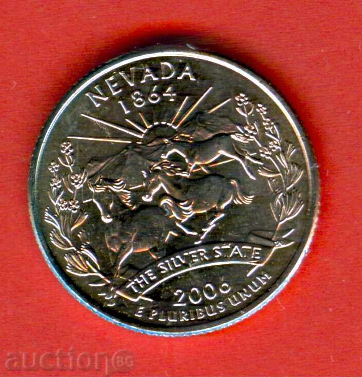 САЩ USA 25 cent емисия issue 2006 P NEVADA - КОНЕ НОВА UNC