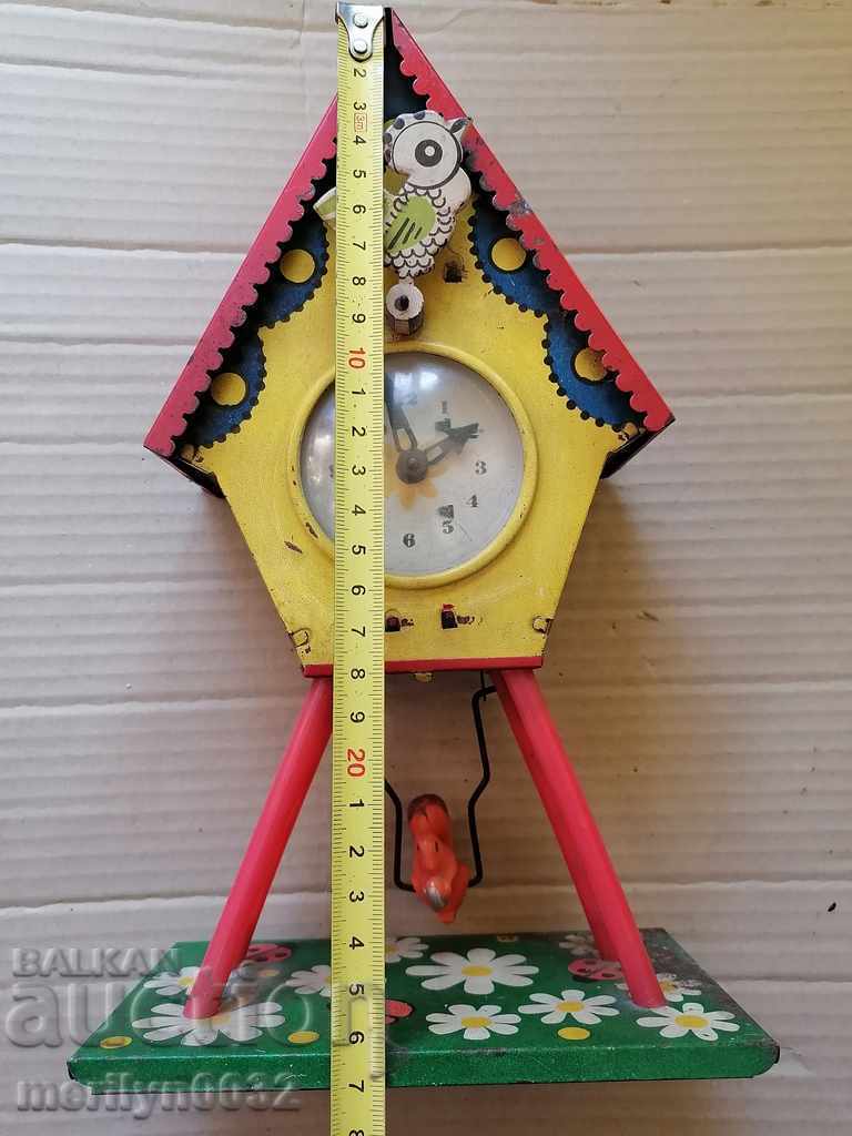 Children's tin toy clock winding with a key - 5