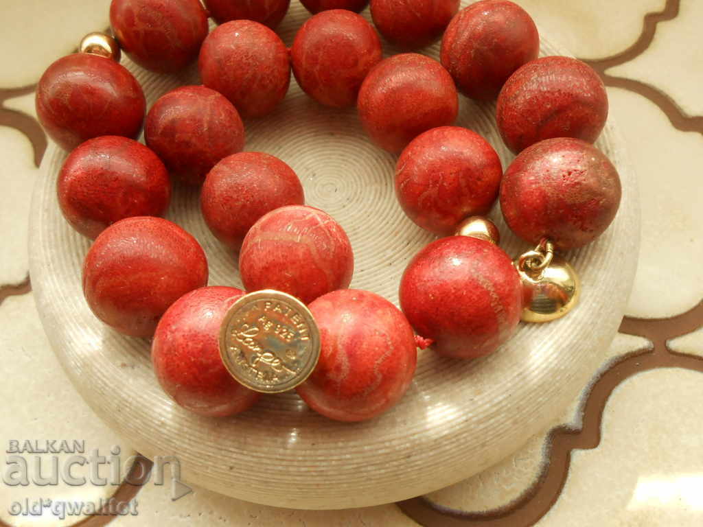Auction CHARMING NECKLACE with red CORAL, 925 SILVER, Langer Austria Auction CHARMING NECKLACE with red CORAL, 925 SILVER, Langer Austria