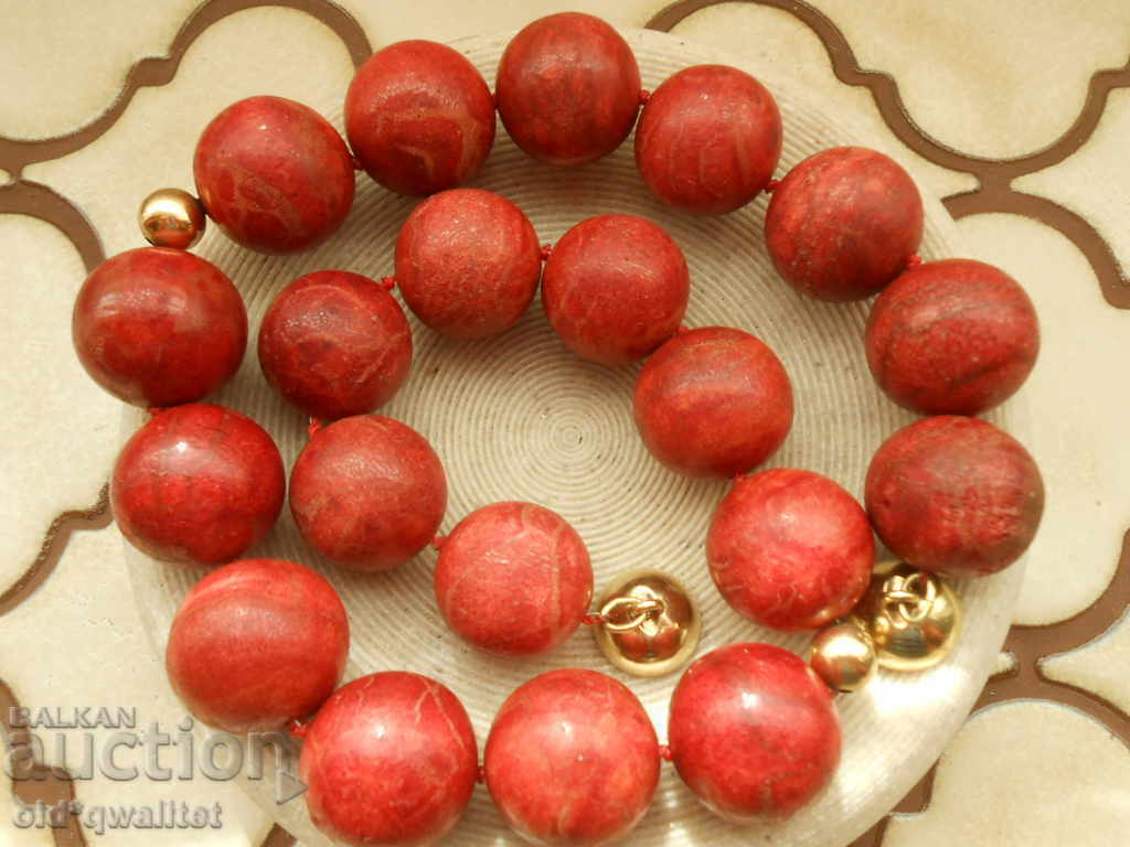 CHARMING NECKLACE with red CORAL, 925 SILVER, Langer Austria