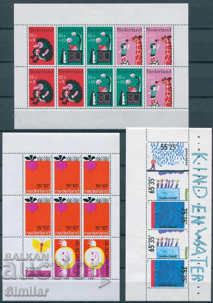 Ολλανδία 1967,1971,1988 - MnH - 3 τετράγωνα Γραμματόσημα για παιδιά