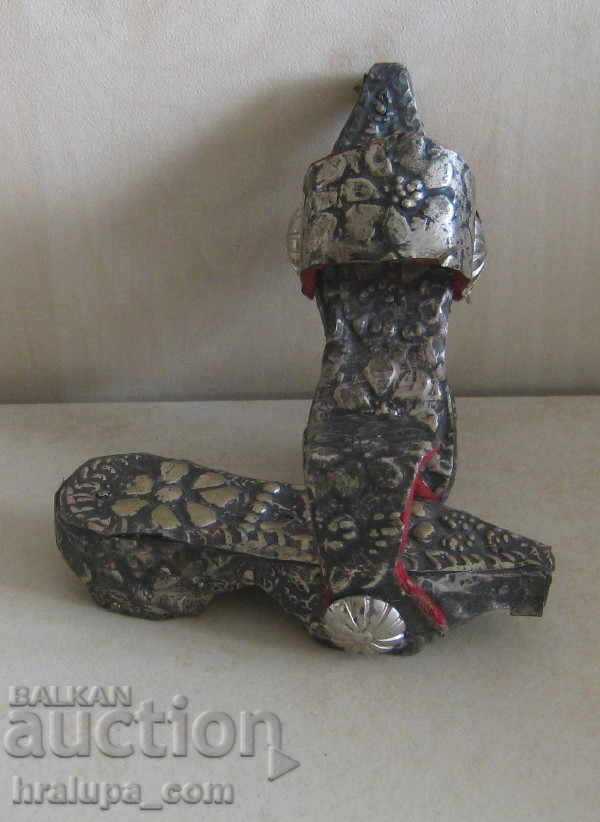 Стара миниатюра декорирани чехли сувенир ръчна изработка