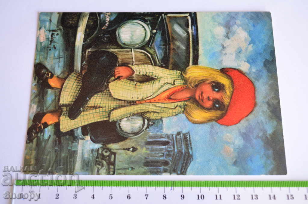 Poștă carte: carte pictată franceză Bonnie cu preț 2.00 BGN | € 1.02