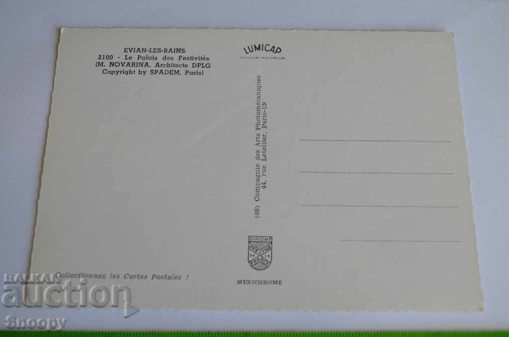 Auction Mail card: Evian-Les_Bains Le Palais des Festivites Auction Mail card: Evian-Les_Bains Le Palais des Festivites