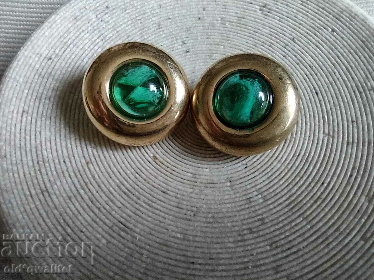 Cercei atrăgători de designer, placare cu aur și accent verde - 6 Cercei atrăgători de designer, placare cu aur și accent verde - 6