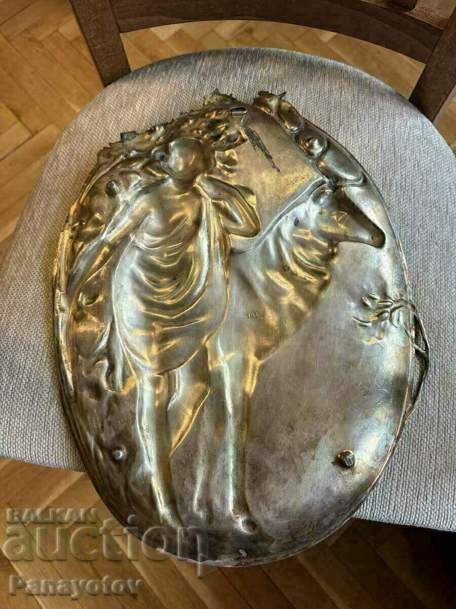 PLĂUTA DECORATIVA FRANTA ARGINT DIANA AFRODIT VÂNĂTOARE CPRIVĂ - 6