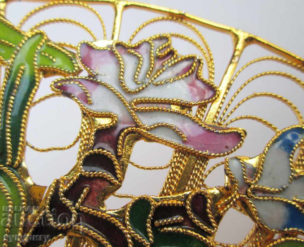 Old decorative fan filigree fan gilding cell enamel - 5 Old decorative fan filigree fan gilding cell enamel - 5