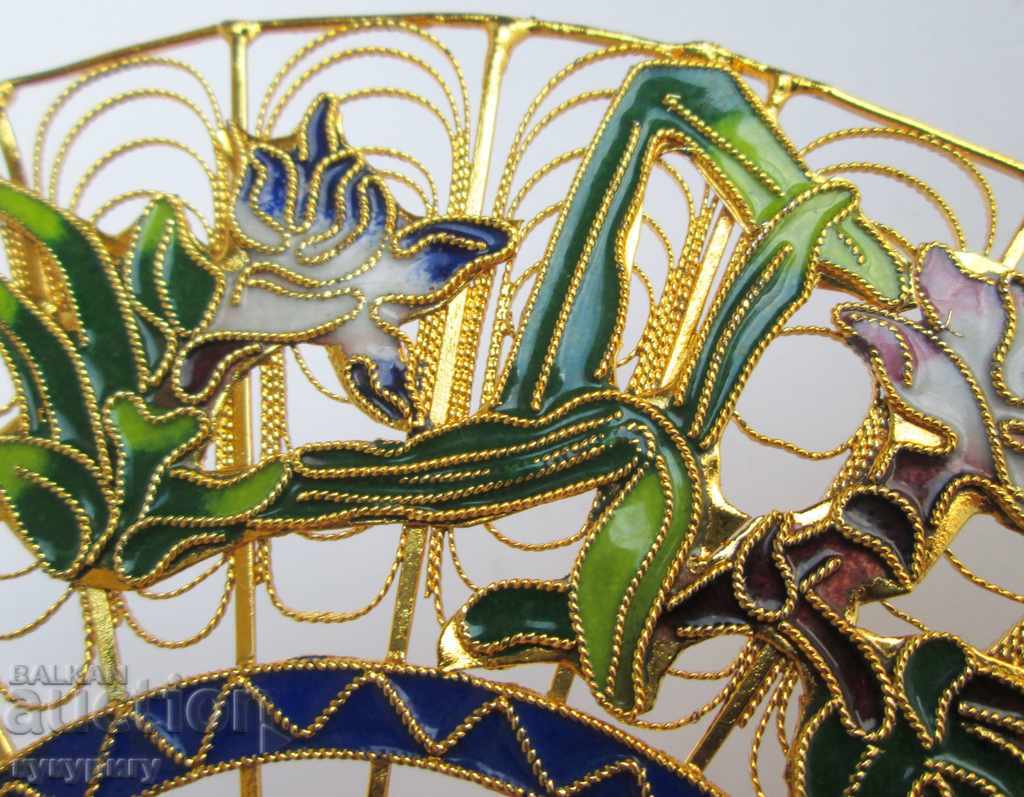 Old decorative fan filigree fan gilding cell enamel - 6 Old decorative fan filigree fan gilding cell enamel - 6