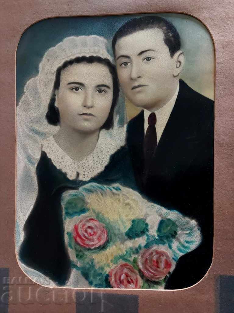 OLD RETUISHED WEDDING PHOTO PORTRAIT PHOTO CARDBOARD with price 25.00 BGN | € 12.78 OLD RETUISHED WEDDING PHOTO PORTRAIT PHOTO CARDBOARD with price 25.00 BGN | € 12.78