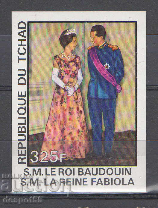 1977. CHAD. Personalități importante - regele Baudouin și regina Fabiola.