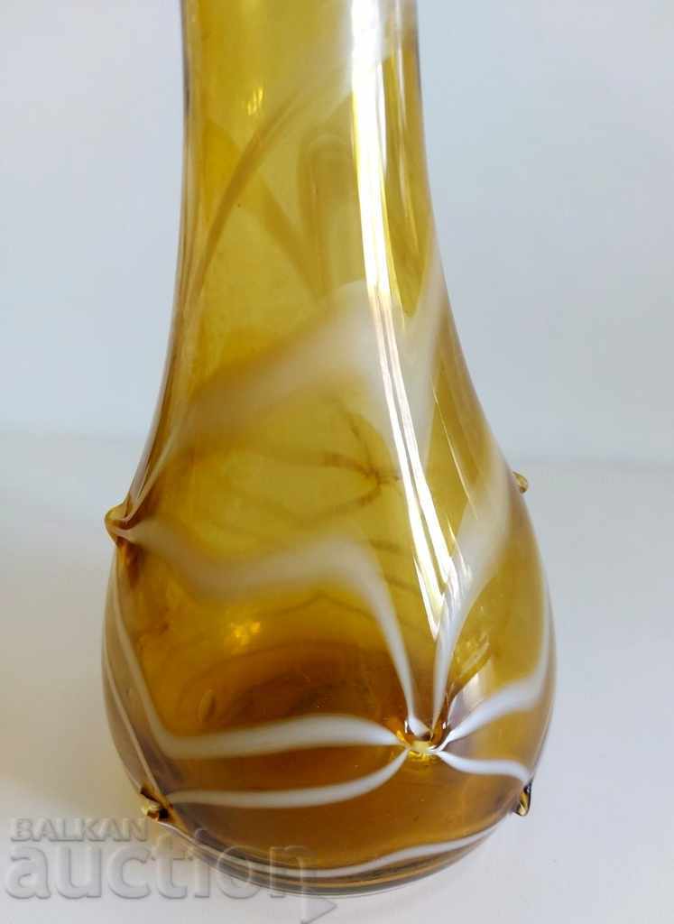 OLD ROYAL GLASS VASE TOBACCO GLASS KINGDOM BULGARIA with price 35.00 BGN | € 17.90
