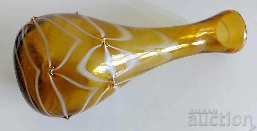 OLD ROYAL GLASS VASE TOBACCO GLASS KINGDOM BULGARIA - 5