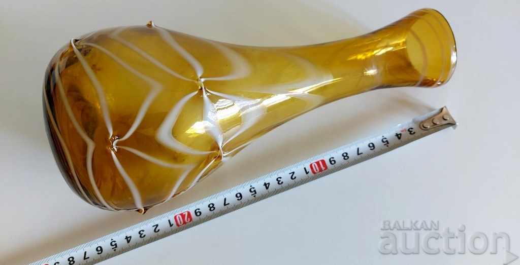 OLD ROYAL GLASS VASE TOBACCO GLASS KINGDOM BULGARIA - 6