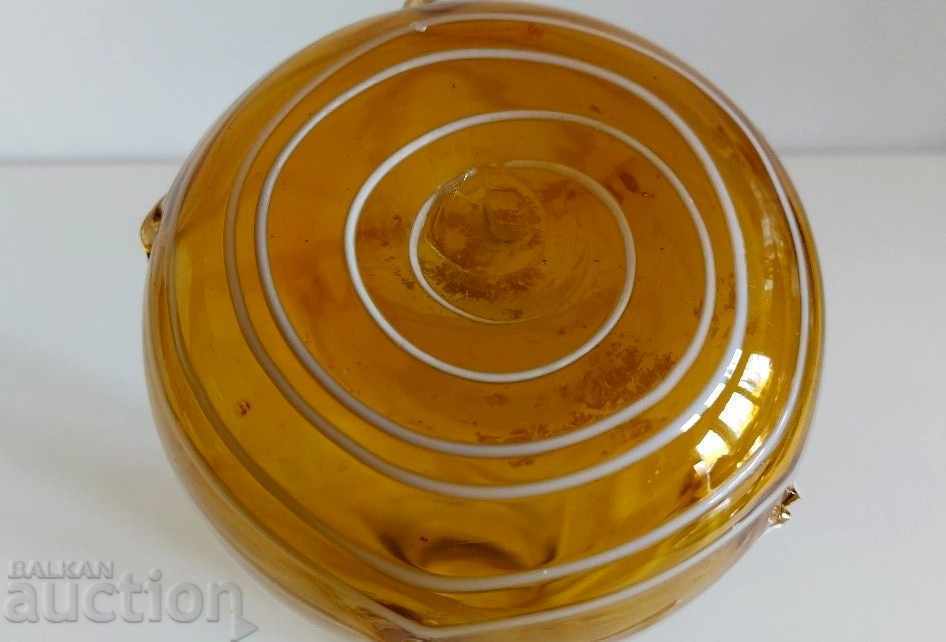 OLD ROYAL GLASS VASE TOBACCO GLASS KINGDOM BULGARIA - 7